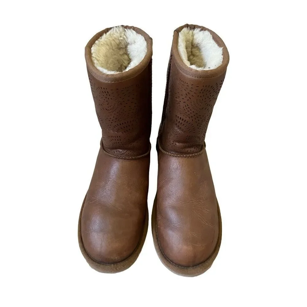 Ugg‎ Australia Brown Leather Boots TRIANA SEAWEED Size 9